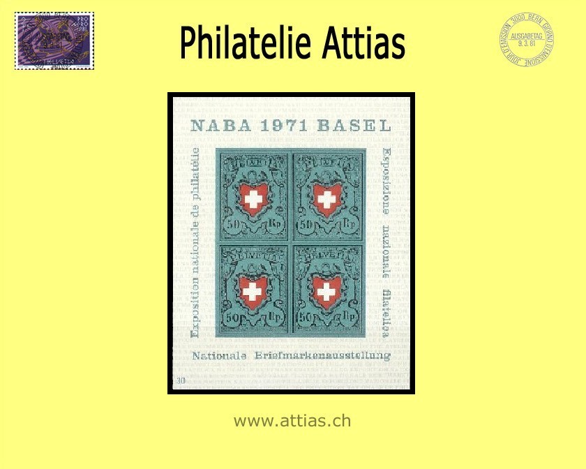 CH 1971 W45 (Bl.21) Block NABA Basel  Postfrisch