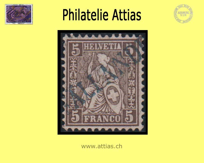CH 1862 Helvetia assise perforated white paper 30 (22) 5 Rp. cancelled Fällanden