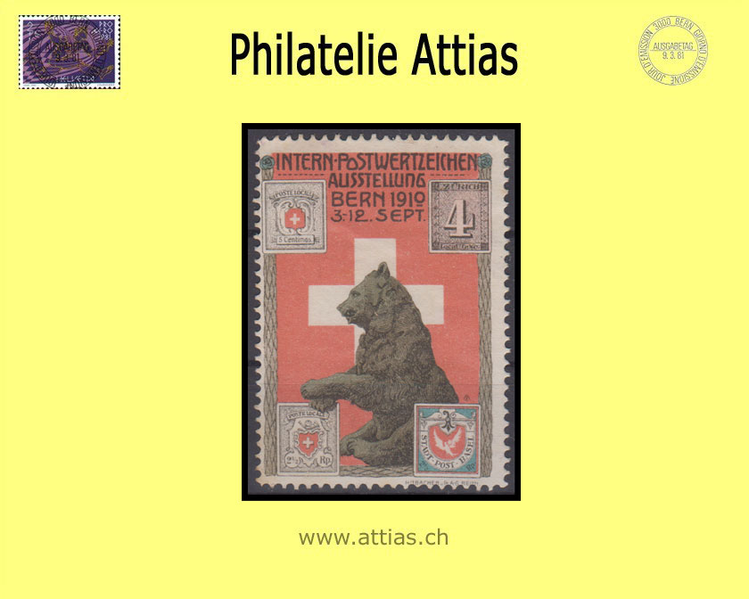 CH 1910 Vignette Internationale Postwertzeichen-Ausstellung Bern