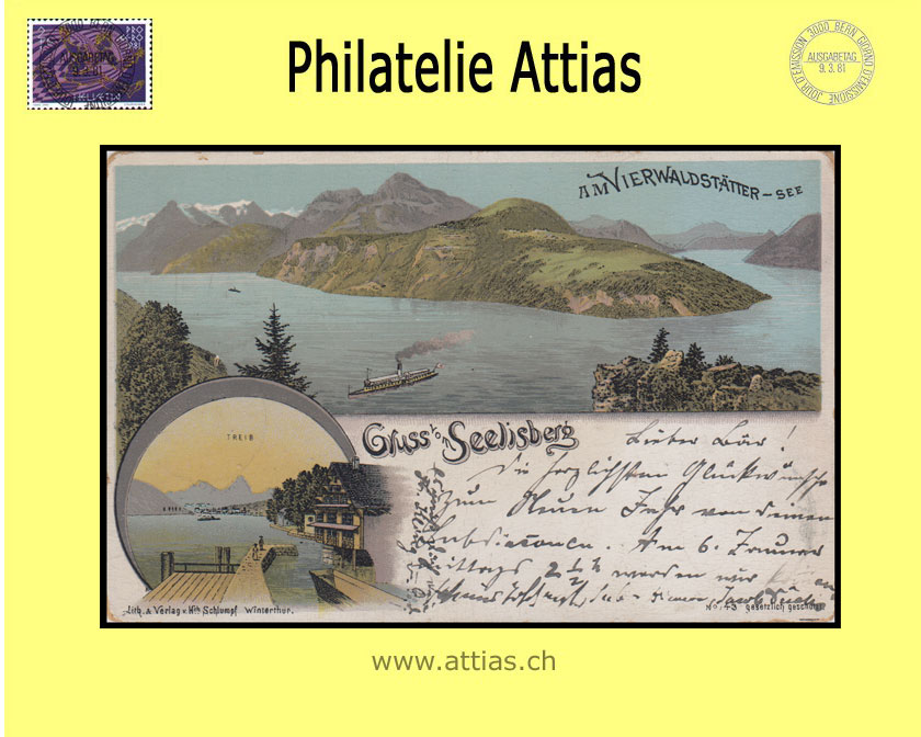 AK Seelisberg UR Farb-Litho Gruss vom mit 2 Bildern (1900)