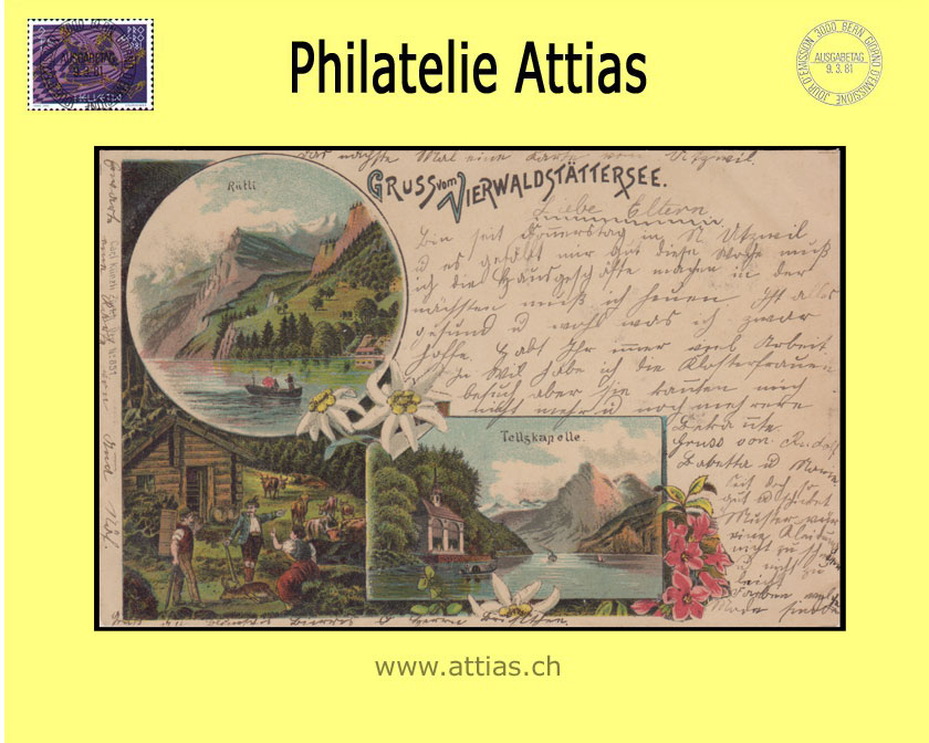AK Vierwaldstättersee UR Farb-Litho Gruss vom (1901)
