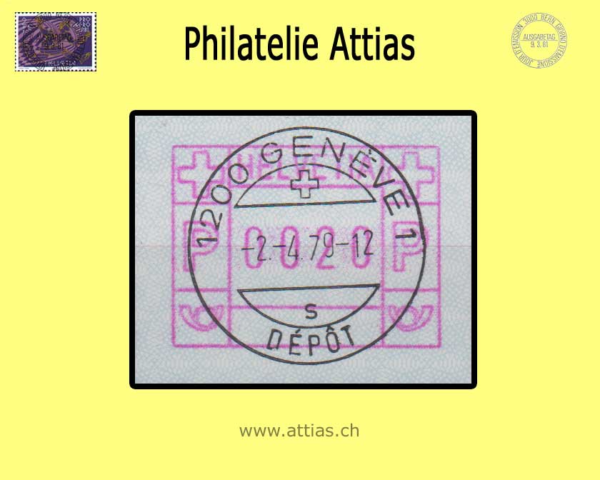 CH 1979 ATM Typ 3,   Einzelwert mit FD-Vollstempel 02.04.79 Geneve