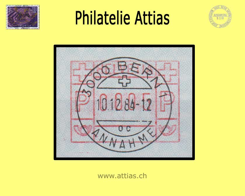 CH 1984 ATM Typ 7,  Einzelwert mit Frühdatum-Vollstempel 10.12.84 Bern