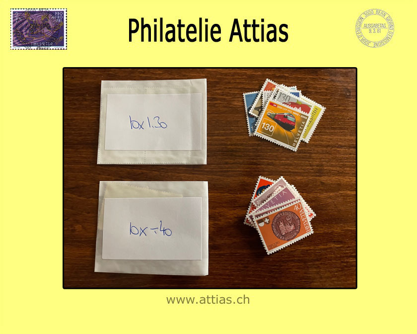 CH - CHF 1.70 Face value in 2 values gummed (10x) -20% (A-Mail B5-letter 101-500g from 1.1.24)