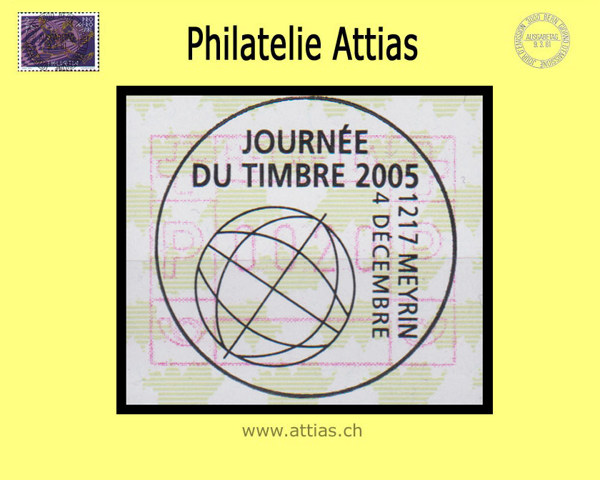 CH 2005 TdB Meyrin GE, Sonderstempel Journée du timbre Meyrin 2005 auf Automaten-Marke (ATM)