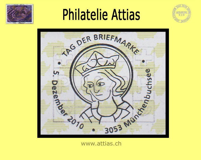 CH 2010 TdB Münchenbuchsee (Bern) BE, Sonderstempel Tag der Briefmarke 2010 auf Automaten-Marke (ATM)