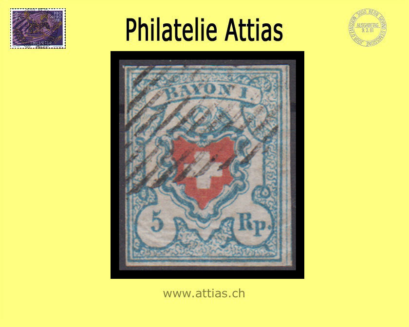 CH 1851 Rayon I 17II - Type 35 - C2-LO - with federal pound, traces of cross-border