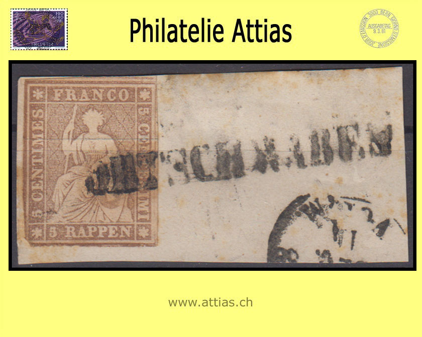 CH 1854-62 Strubel 22D-B3 5 Rp. cancelled Ortschwaben