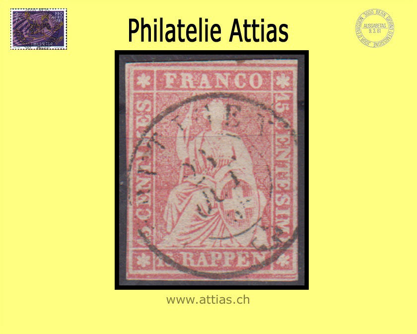 CH 1854-62 Strubel 24D-B3 15 Rp. cancelled Frutigen