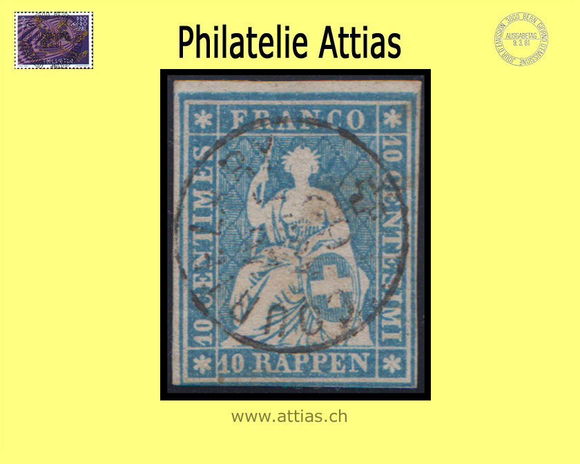 CH 1854-62 Strubel 23G-B4 10 Rp. cancelled Courtelary BE