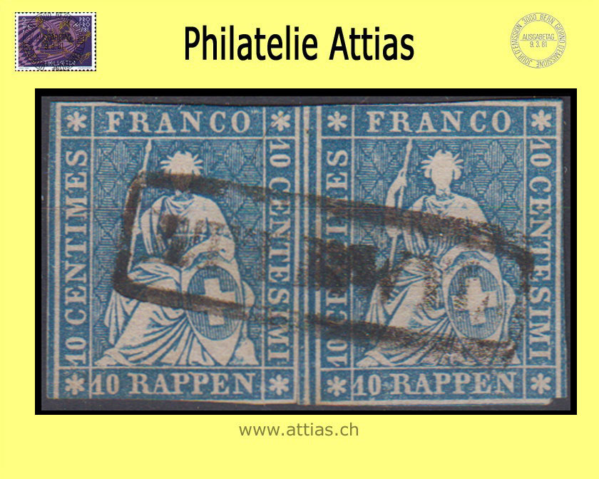 CH 1854-62 Strubel 23G-B4 10 Rp. Pair cancelled ETTISWYL