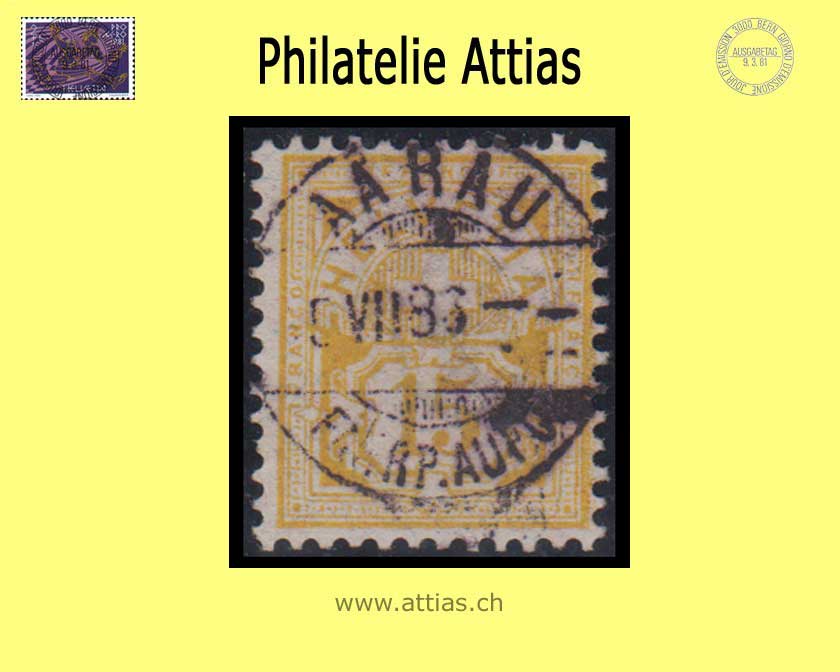 CH 1882 Ziffern Faserpap. 63A (56X) 15 Rp. Vollstempel Aarau