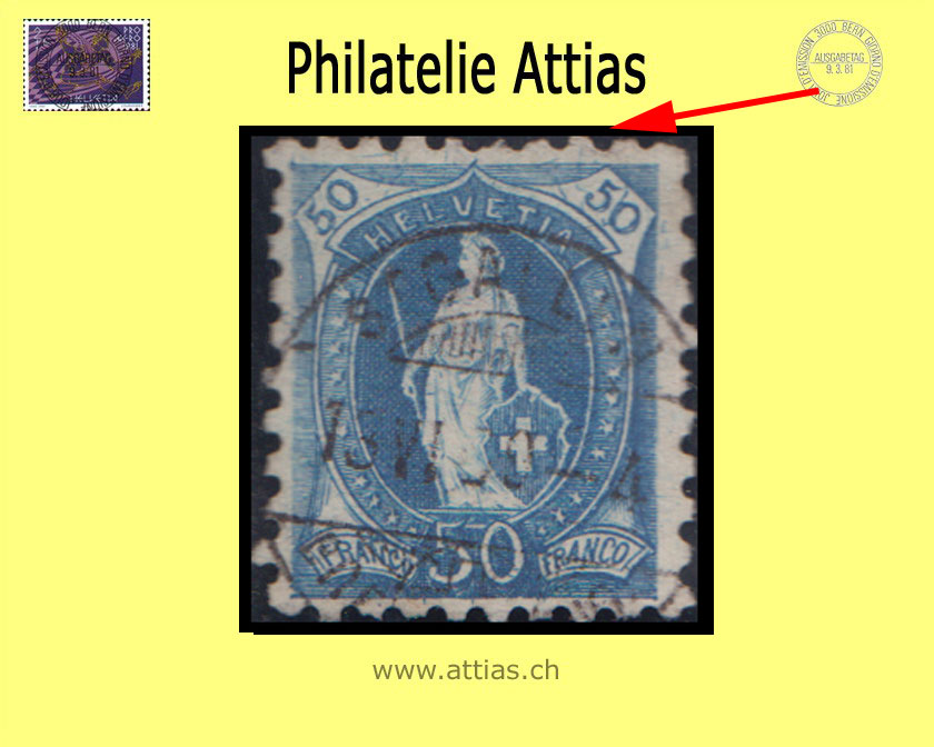 CH 1888 Stehende Helvetia 70B.2.21/1 (62XB) 50 Rp. gestempelt