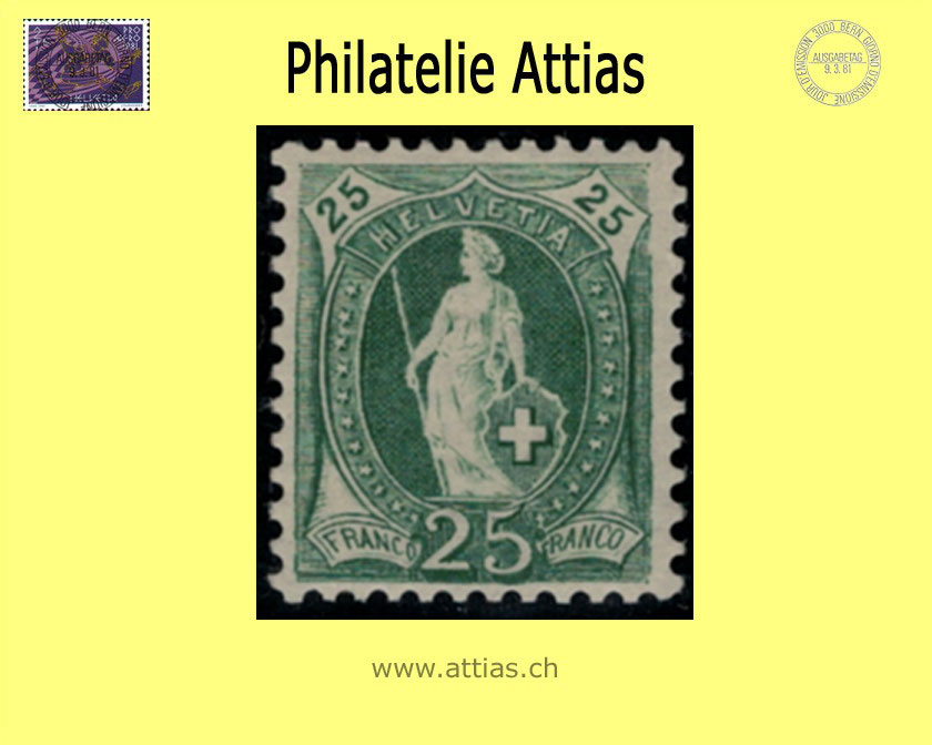 CH 1891 Stehende Helvetia 67C (59XC) 25 Rp. <b>ungebraucht</b>