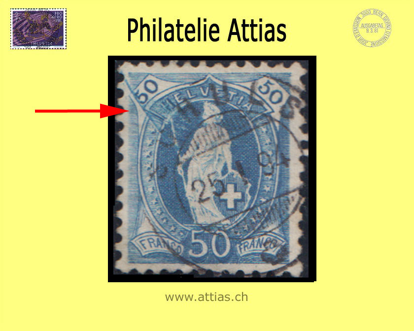 CH 1891 Stehende Helvetia 70C.2.29/I (62XC) 25 Rp. gestempelt