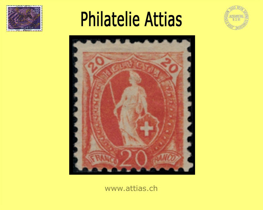 CH 1894 Stehende Helvetia 66D (58YC) 20 Rp. <b>ungebraucht</b>