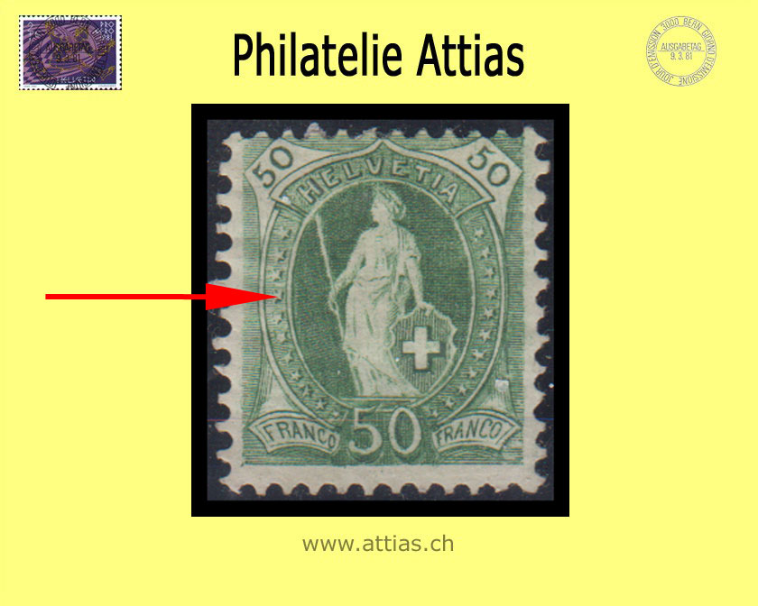 CH 1899 Stehende Helvetia 74D.3.25/II (69C) 50 Rp. ungebraucht