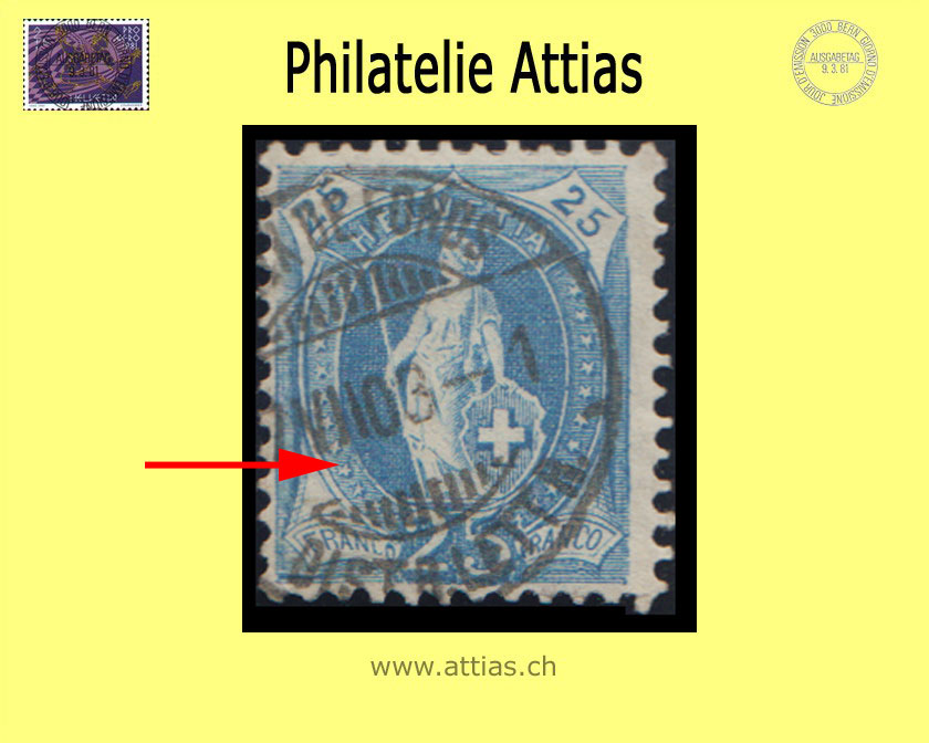 CH 1900 Stehende Helvetia 73E.3.31/II (67D) 25 Rp. gestempelt