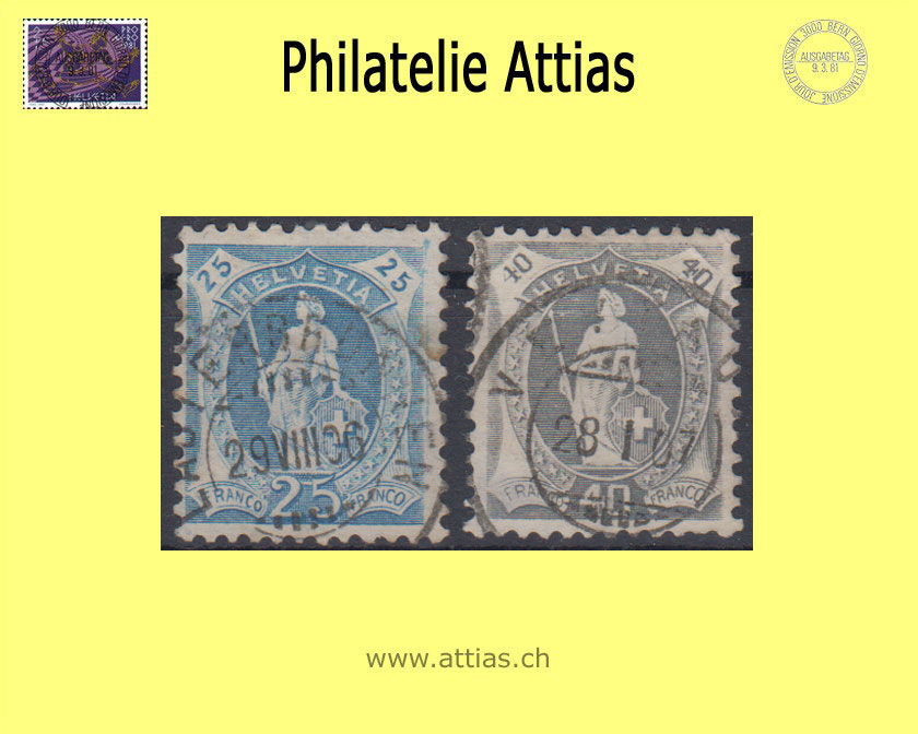 CH 1906 Helvetia debout 93B/89B (81A/77A) 2 values cancelled