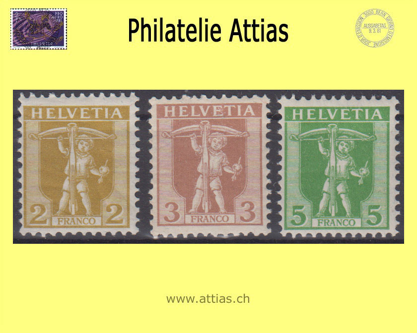 CH 1907 101-103 Tellknabe im Rahmen, Satz Postfrisch