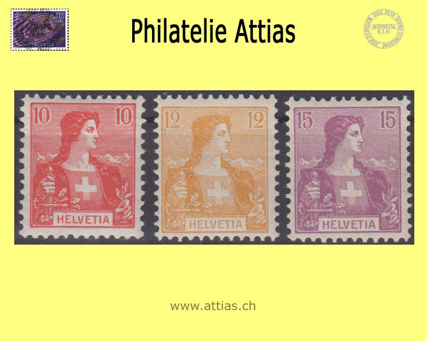 CH 1907 104-06 Helvetia bust I, Set MNH