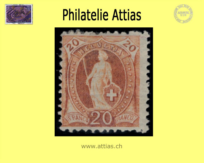 CH 1907 Stehende Helvetia 94A (88D) 20 Rp. <b>ungebraucht</b>