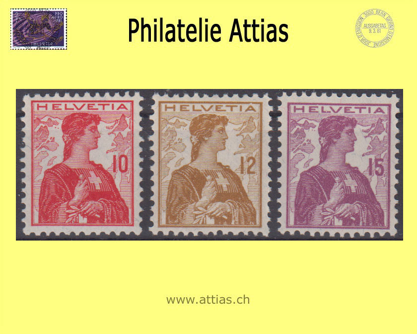 CH 1909 120-22 Helvetia bust II, Set MNH