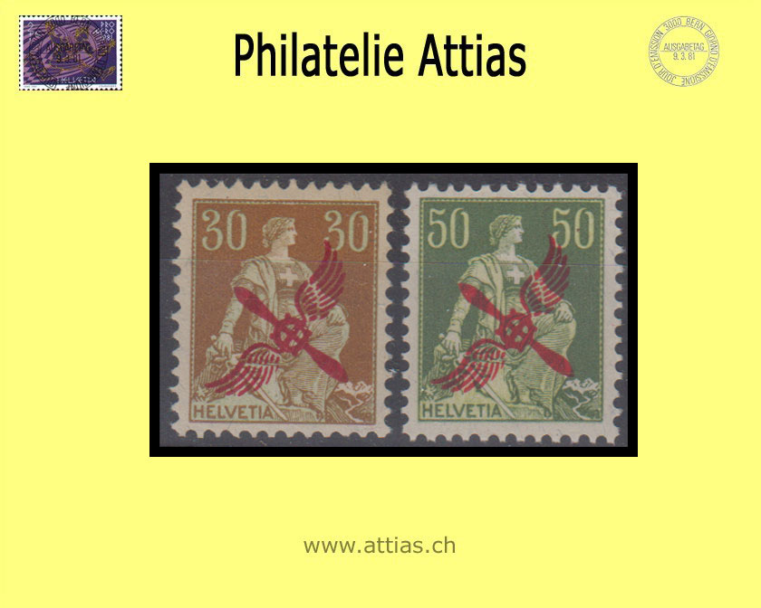 CH 1919-20 F1-F2 Pro Aero offizielle Ausgabe roter Aufdruck Postfrisch