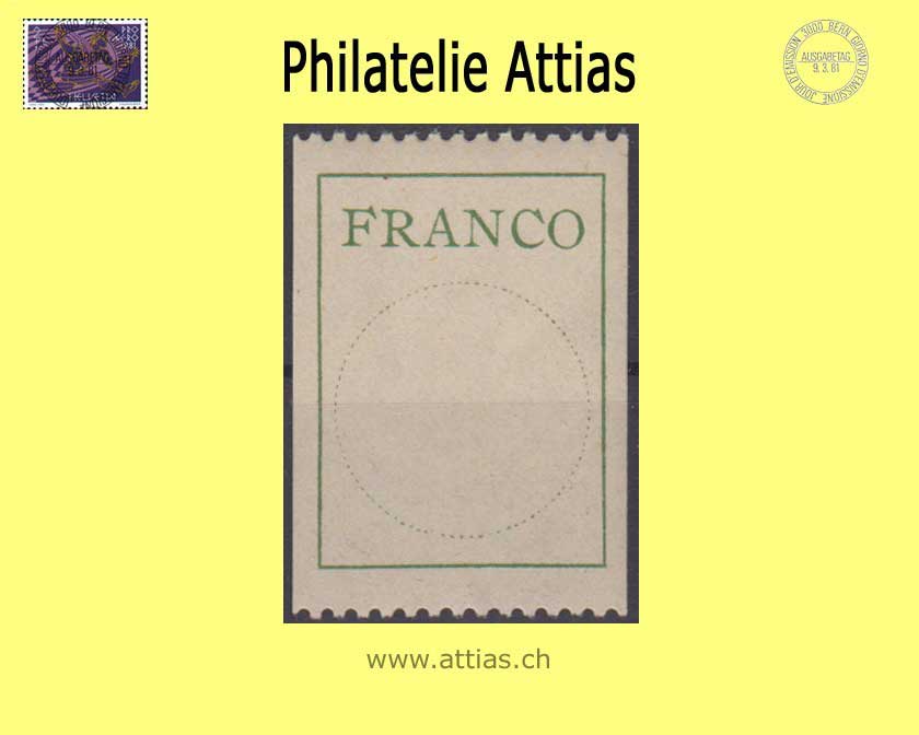 CH 1927 Franco Label 3, Antiqua typeface, simple line version, 19.8mm, single value MNH