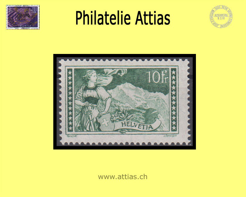 CH 1930 179 (228) Jungfrau grün 10 Fr Postfrisch