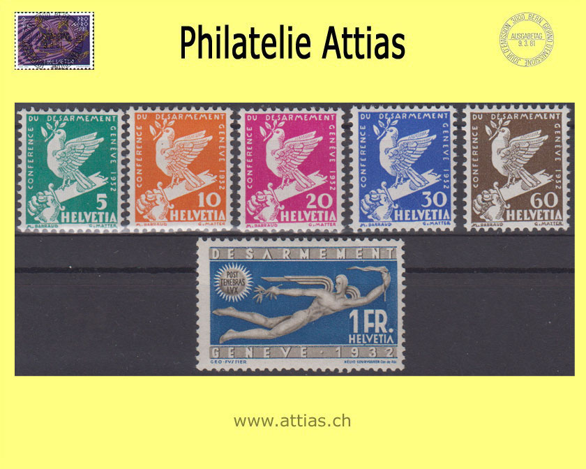 CH 1932 185-90 - Disarmament Conference Geneva, Set MNH