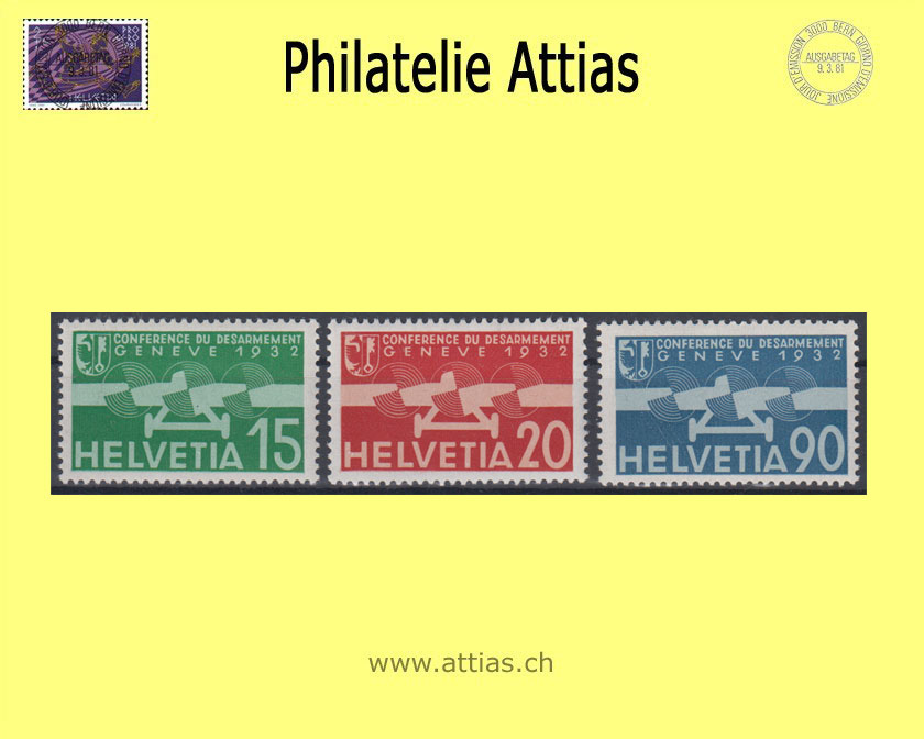 CH 1932 F16-F18 Pro Aero Gedenkausgabe Abrüstungskonferenz Genf  Postfrisch