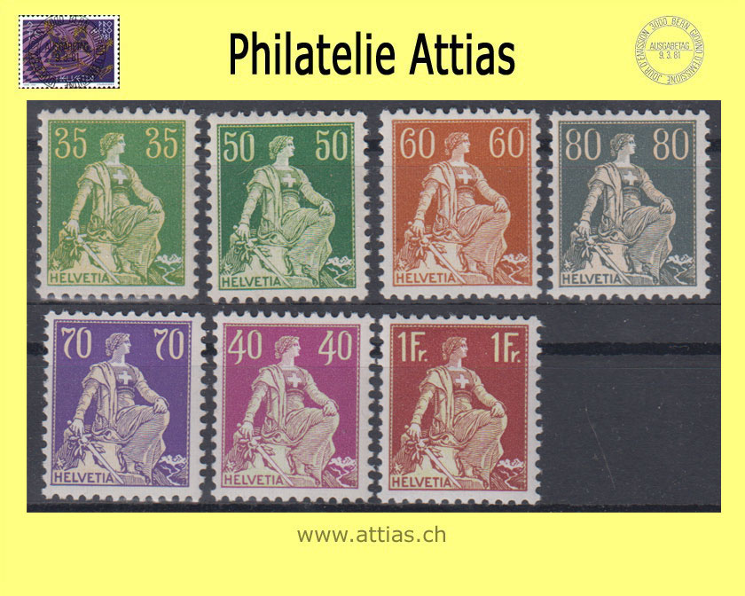 CH 1933-34 111z-176z - Helvetia mit Schwert geriffeltes Kreidepapier, Satz Postfrisch