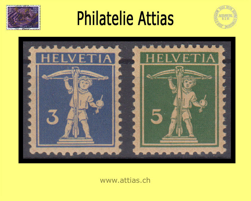 CH 1933 182z-183z Tellknabe mit Armbrust geriffeltes Papier 2 Werte komplett Postfrisch
