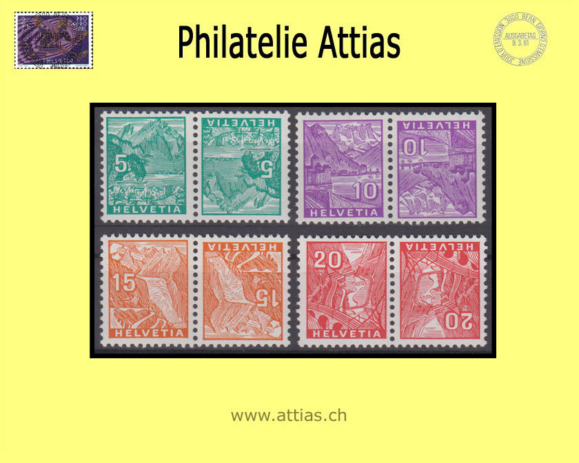 CH 1934 K28-K31 Landschaftsbilder (Buchdruck), 4 Kehrdrucke Postfrisch