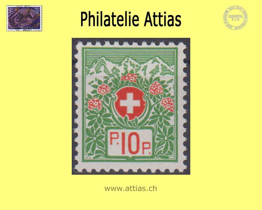 CH 1934 Franchise stamps 12Bz, Swiss coat of arms and alpine roses, Fiber paper, corrugated paper, no control number, value MNH