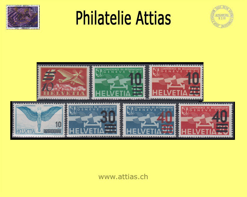 CH 1935-38 F19a-F25 Pro Aero Aufbrauchsausgaben Postfrisch