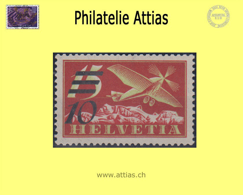 CH 1935 F19b Pro Aero Aufbrauchsausgabe 10/15 rot Aufdruck matt  Postfrisch