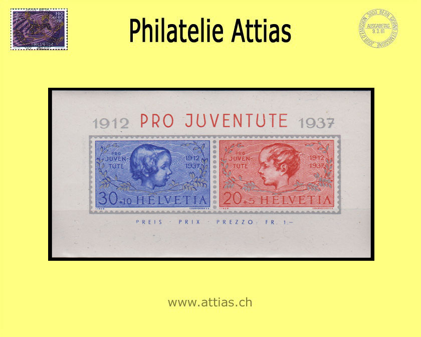 CH 1937 J83I/J84I (Bl.03) Block 25 Jahre Pro Juventute  Postfrisch