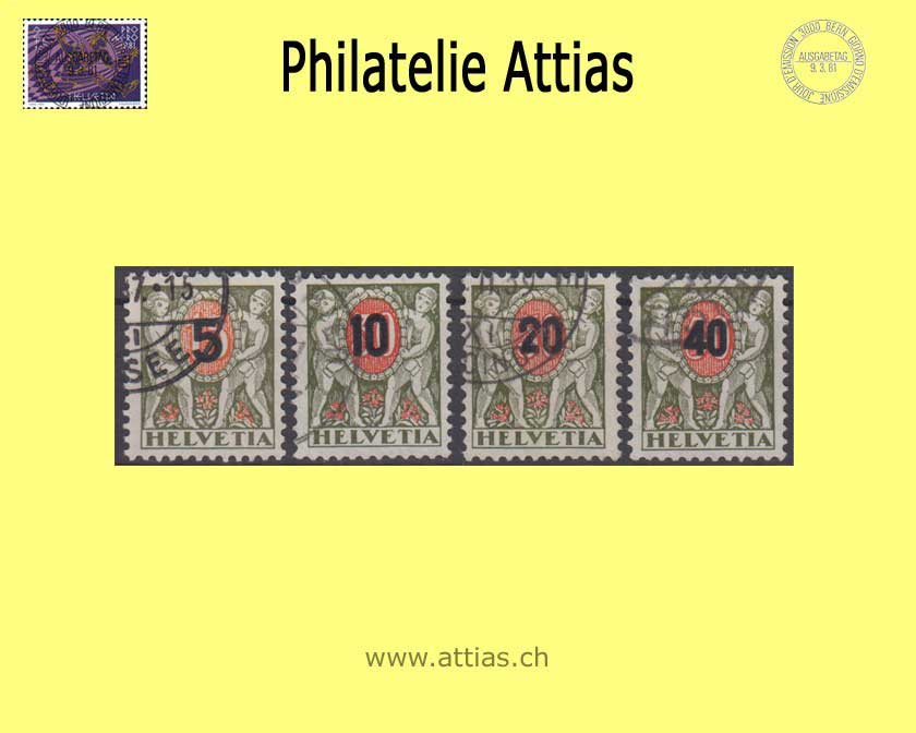 CH 1937 Postage due 50-53, Children with value plate, consumption issue with value imprints, set cancelled