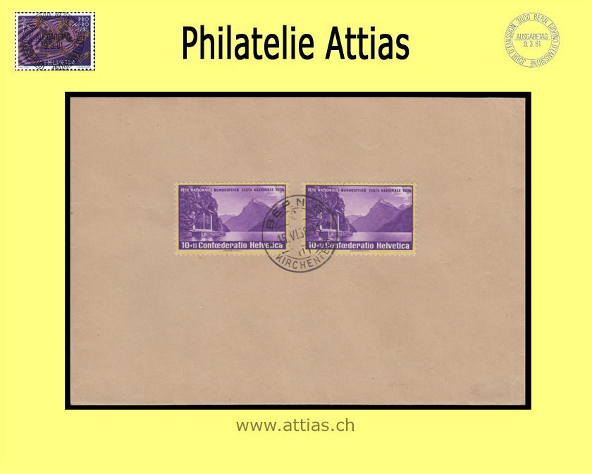 CH 1938 B1y Pro Patria FDC ohne Adresse