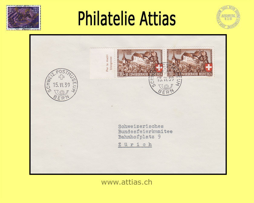 CH 1939 B2 Pro Patria FDC mit Adresse