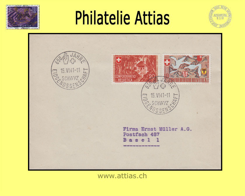 CH 1941 FDC Pro Patria mit Adresse