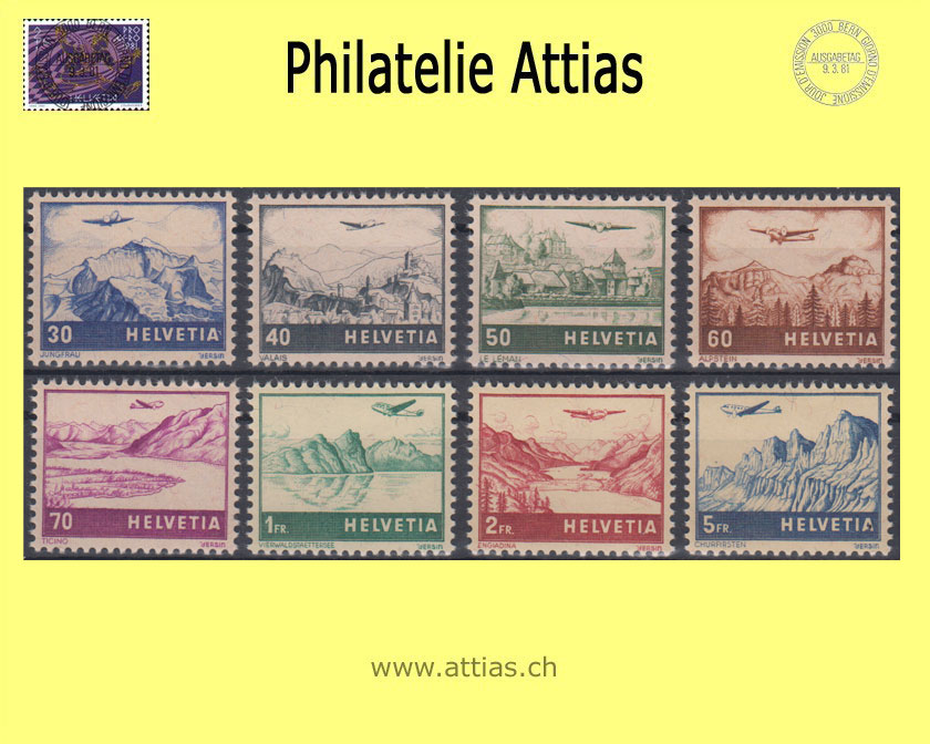 CH 1941 Pro Aero F27-F34 Landscapes and Airplanes MNH