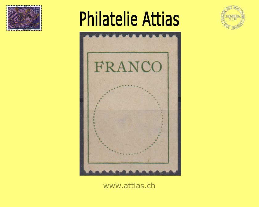 CH 1943 Franco Label 4, Antiqua typeface, simple line version, 19mm, single value MNH