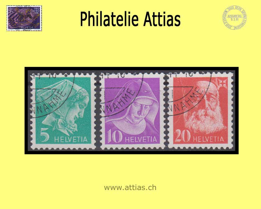CH 1943 PFH 14By-16By Krankenpflegerinnen und Bildnis Henry Dunants, glatt, ohne Kontroll-Nr, Satz gestempelt