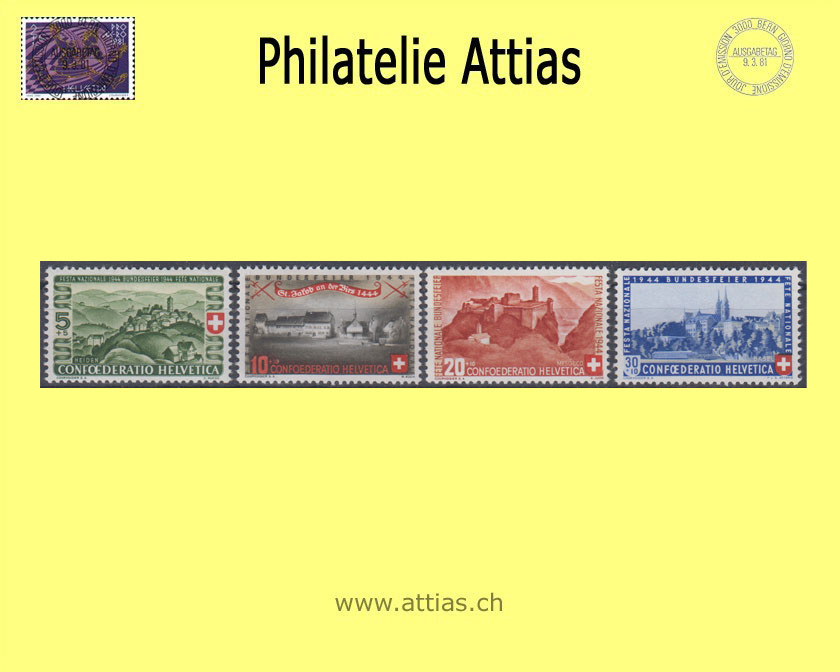 CH 1944 B22-B25 Pro Patria Set  MNH