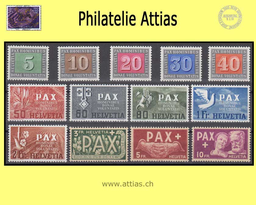 CH 1945  262-274 Pax Stamps Set  MNH