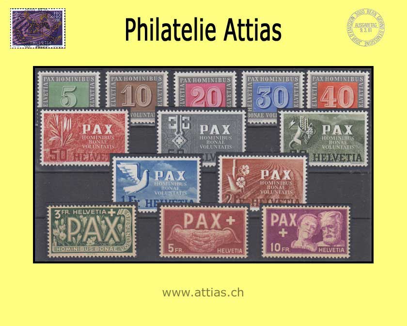 CH 1945  262-274 Pax Stamps Set mint with fold *