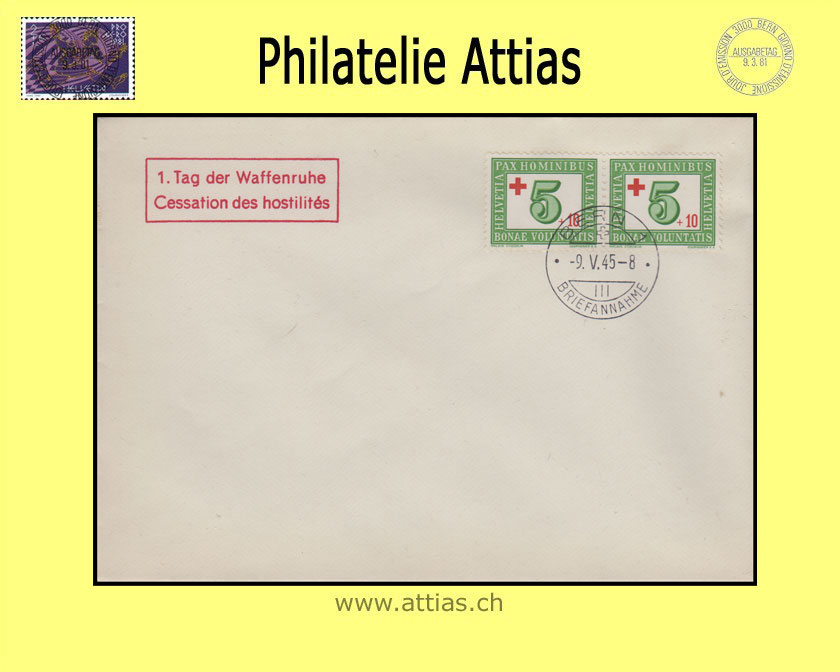 CH 1945 W24 Schweiz. Rotes Kreuz FDC o.Adr.